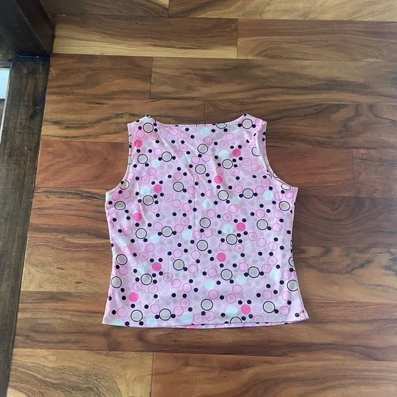 Cleo Y2K Pink Multi-Color Polka Dot Sleeveless Top - Picture 2 of 4